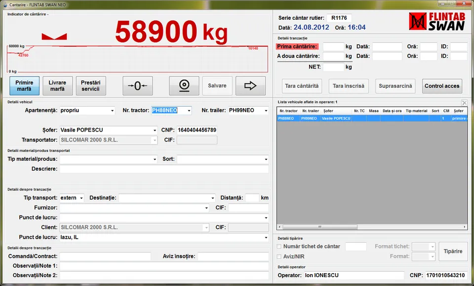 Flintab Software de cântărire SWAN cu modul RO e-Transport
